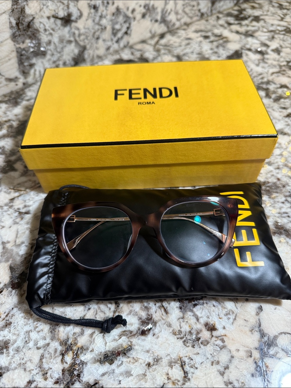 Fendi Brown Tortoise Shell Oversized Optical Glasses